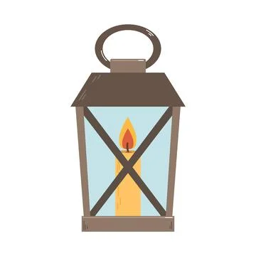 Decorative festive lantern with candle. Flat style illustration. Stock Illustration