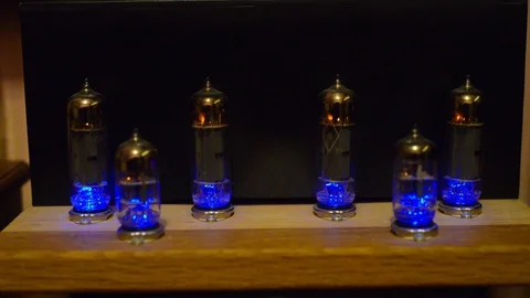 Decorative filament light bulbs switch off by blue light Video stock 127886287