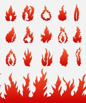 Decorative fire flames set Stock Illustration