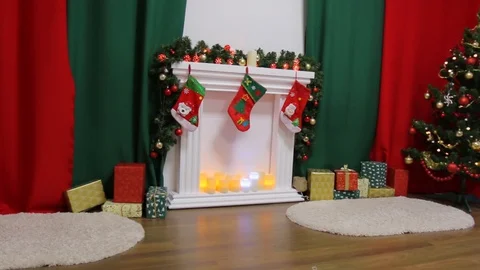 Decorative Fireplace Decoration Stock Footage 128647854