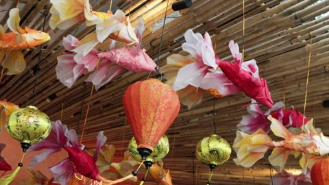 Decorative fish hanging from ceiling. Stock Footage 303371009