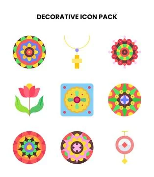 Decorative Flat Bundle Icons Pack Stock Illustration