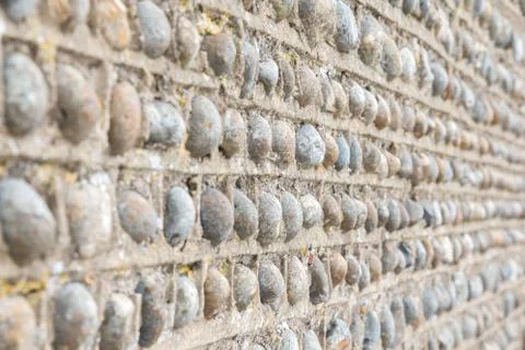 Decorative flint built wall Foto stock