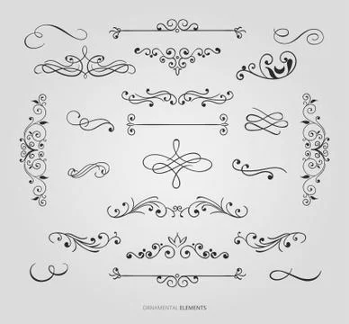 Decorative floral borders vector set Stock Illustration
