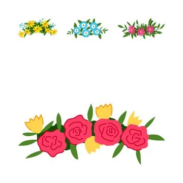 Decorative floral elements creating charming spring patterns Stock Illustration