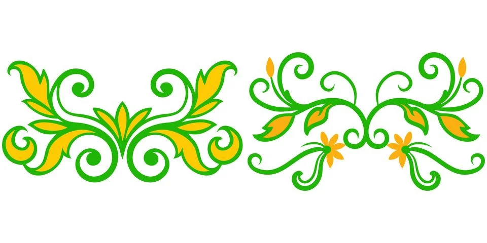 Decorative floral elements isolated on white background art. Stock Illustration