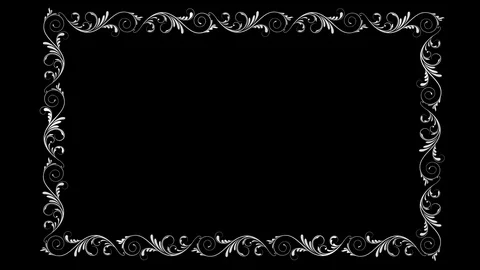  decorative floral frame. Alpha matte Video stock 73796972