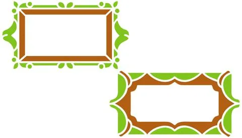 Decorative floral frames with brown and green border designs. イラスト素材
