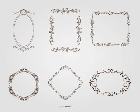 Decorative floral frames vector set Stock Illustration