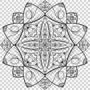 Decorative Floral Mandala Pattern. Coloring Book, T-shirt and Tattoo Design Stock Illustration