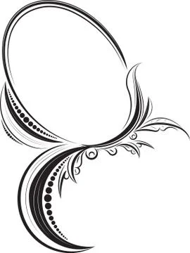 Decorative floral oval black vector frame. Stock Illustration