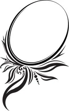 Decorative floral oval black vector frame. Stock Illustration