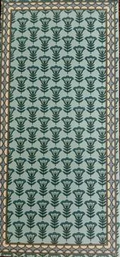 Decorative floral pattern with geometric border on blue background Stock Photos