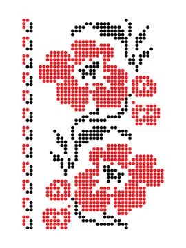 Decorative floral pattern with red flowers Illustrazione stock