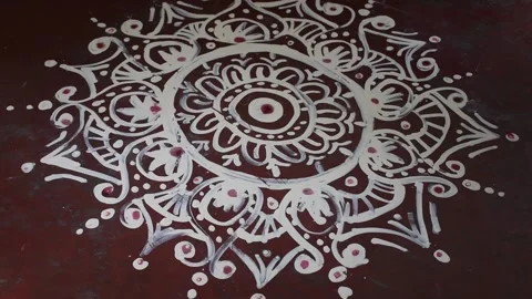 Decorative Floral Patterns or Bengali Folk Design known as Alpana Stock Footage 147311204