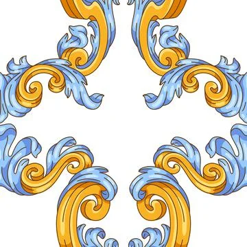 Decorative floral seamless pattern in baroque style. Classical curling plant. Stockillustratie