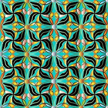 Decorative floral vector seamless pattern. Stock Illustration