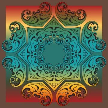 Decorative florid tile Stock Illustration