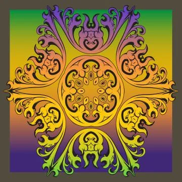 Decorative florid tile Stock Illustration