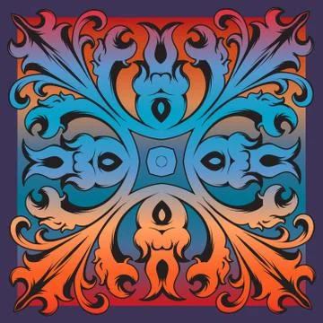 Decorative florid tile Stock Illustration