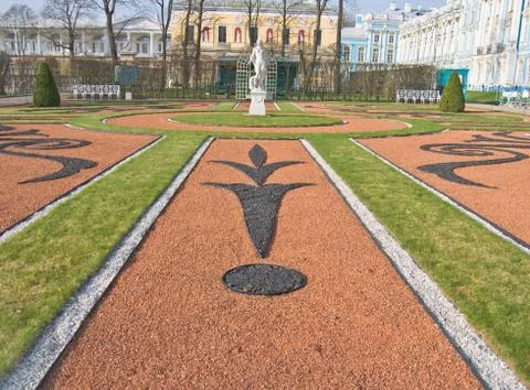Decorative flower-bed in park of pushkin, a famous town near st-petersburg Stock Photos