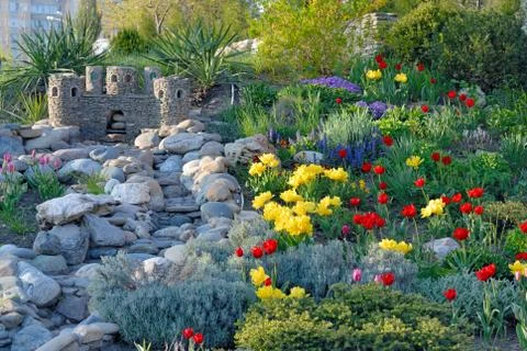 Decorative flower bed Stock Photos