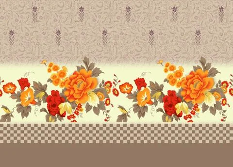 Decorative flower border design background Stock Illustration