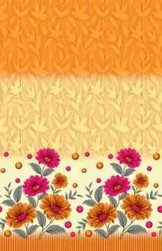 Decorative flower design with digital background Stock Illustration