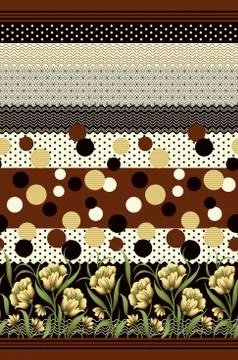 Decorative flower design with digital background Stock Illustration