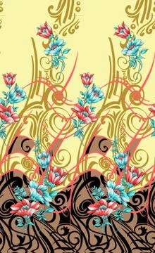 Decorative flower design with digital background Stock Illustration