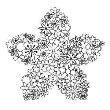 Decorative flower made of black an white flowers. Stock Illustration