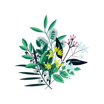 Decorative flowers bunch Stock Illustration
