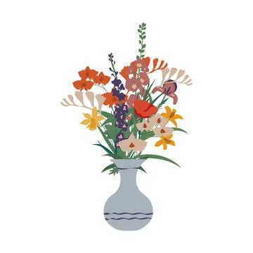 Decorative flowers bunch Stock Illustration