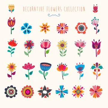 Decorative flowers collection Stock Illustration