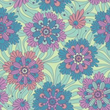 Decorative flowers. Seamless floral pattern. Stock Illustration