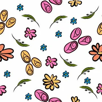 Decorative flowers seamless pattern on a white background. Vector illustratio Stock-Illustration