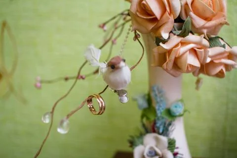 Decorative flowers, a wedding ring Stock Photos
