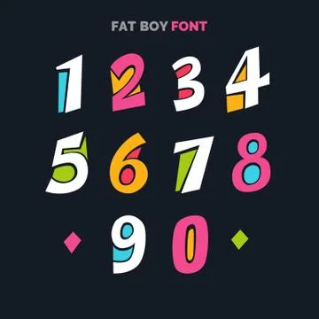 Decorative font in a thick comic style, for titles and labels. Arabic numeral Stock Illustration