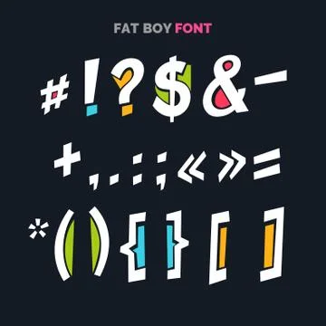 Decorative font in a thick comic style, for titles. Punctuation characters Stock Illustration