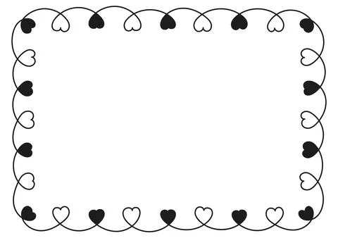 Decorative frame with alternating hearts. Stock Illustration