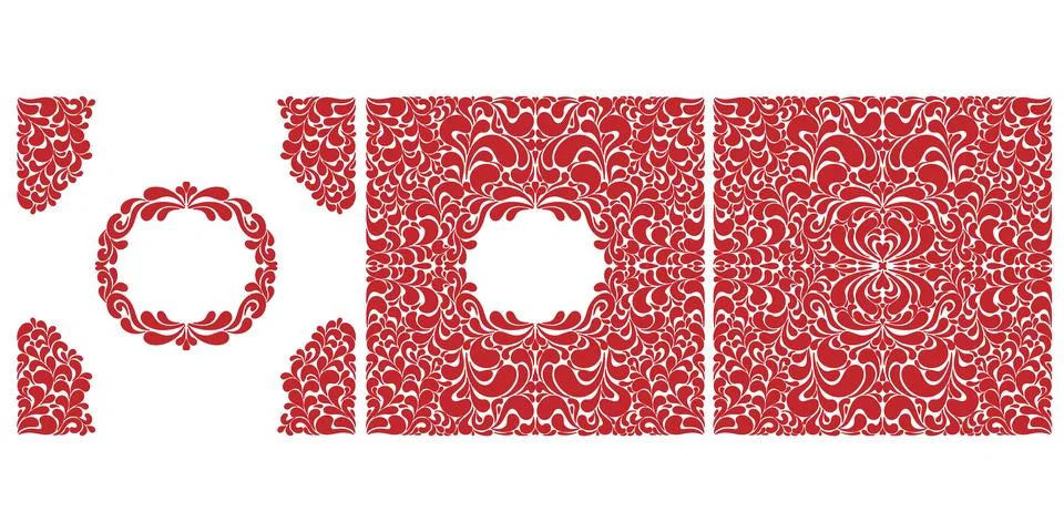 Decorative frame and border in folk style. Vector design. Elegant decorative  스톡 일러스트