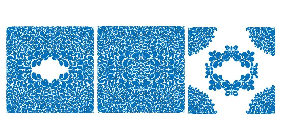 Decorative frame and border in folk style. Vector design. Elegant decorative  스톡 일러스트
