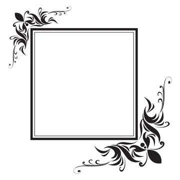 Decorative frame and border, Square, Black and white, Vector illustration Stock Illustration