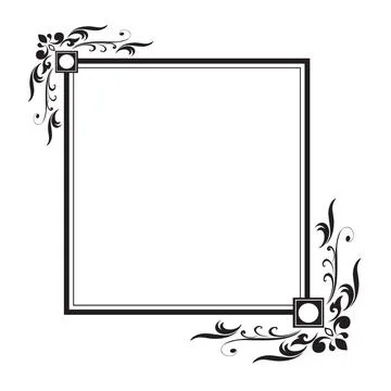 Decorative frame and border, Square, Black and white, Vector illustration Stock Illustration