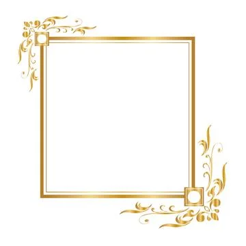Decorative frame and border, Square, Golden frame Vector illustration. Stock Illustration