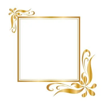 Decorative frame and border, Square, Golden frame Vector illustration. Stock Illustration