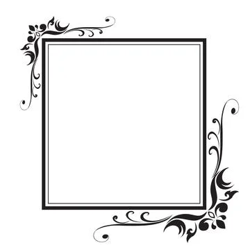 Decorative frame and border, Square, Black and white, Vector illustration Stock Illustration