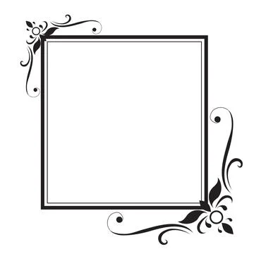 Decorative frame and border, Square, Black and white, Vector illustration Stock Illustration