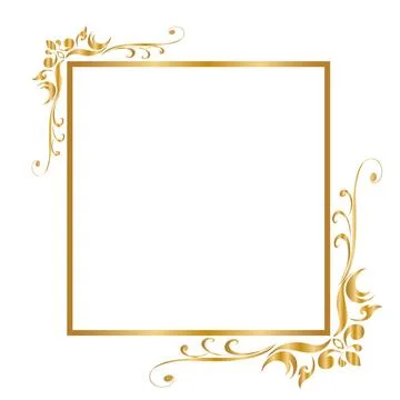 Decorative frame and border, Square, Golden frame Vector illustration. Stock Illustration