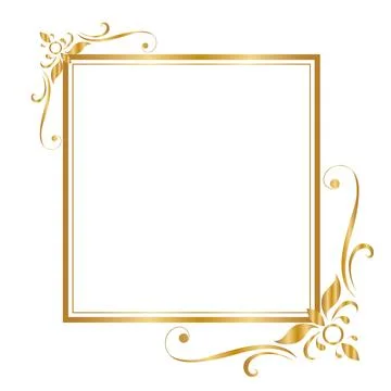 Decorative frame and border, Square, Golden frame Vector illustration. Stock Illustration